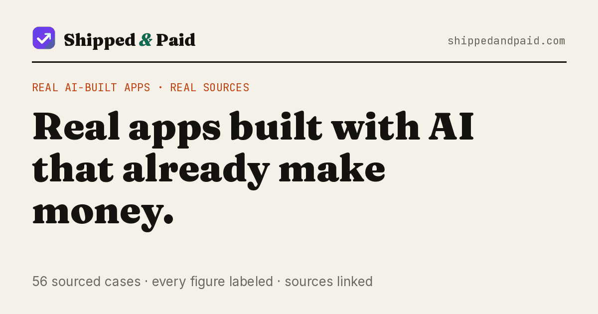I made a directory of AI-built / vibe-coded apps that make money. Every revenue figure links to its 
